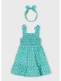 MAYORAL SUKIENKA LETNIA  DLA DZIEWCZYNKI Z OPASKĄ  BAWEŁNIANA KOLOROWA W KWIATKI 3942/53