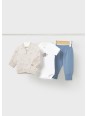 MAYORAL NEWBORN KOMPLET BLUZA ROZPINANA W SŁONIKI BODY SPODNIE DRESOWE 1891/87