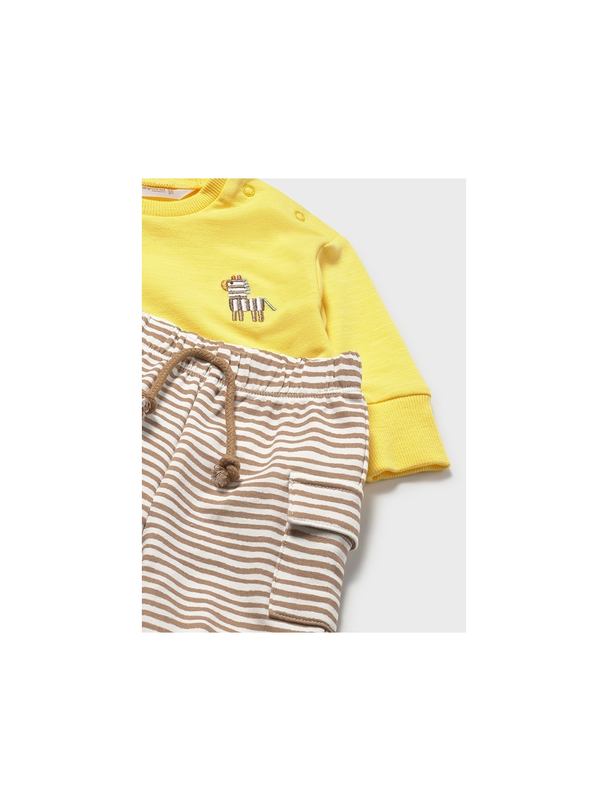 MAYORAL NEWBORN KOMPLET BLUZA ŻÓŁTA Z HAFTEM SPODNIE DRESOWE W PASKI 1628/63