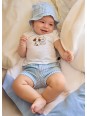MAYORAL NEWBORN KOMPLET DLA CHŁOPCA KOSZULKA SPODENKI KAPELUSZ 1276/38