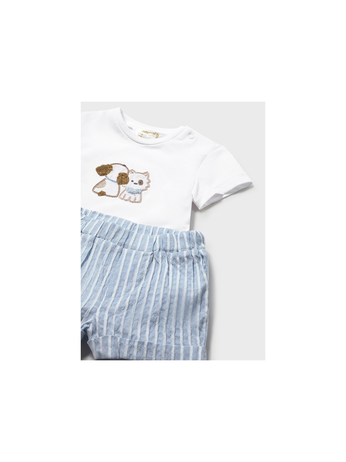 MAYORAL NEWBORN KOMPLET DLA CHŁOPCA KOSZULKA SPODENKI KAPELUSZ 1276/38