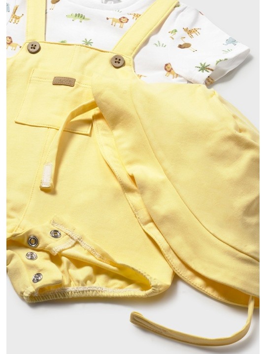 MAYORAL NEWBORN RAMPERS PAJAC PLUS KAPELUSZ DLA CHŁOPCA 1607/11