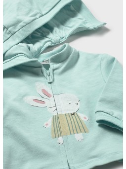 MAYORAL NEWBORN KOMPLET BLUZA ROZPINNA Z KAPTUREM KOSZULKA SPODNIE W SERDUSZKA 1826/70