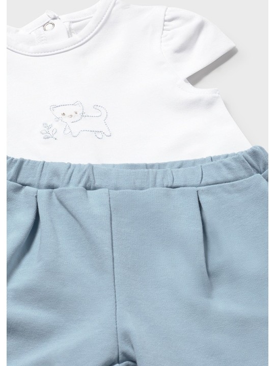 MAYORAL NEWBORN KOMPLET BLUZA ROZPINNA Z KOSZULKA SPODNIE BŁĘKIT 1825/64