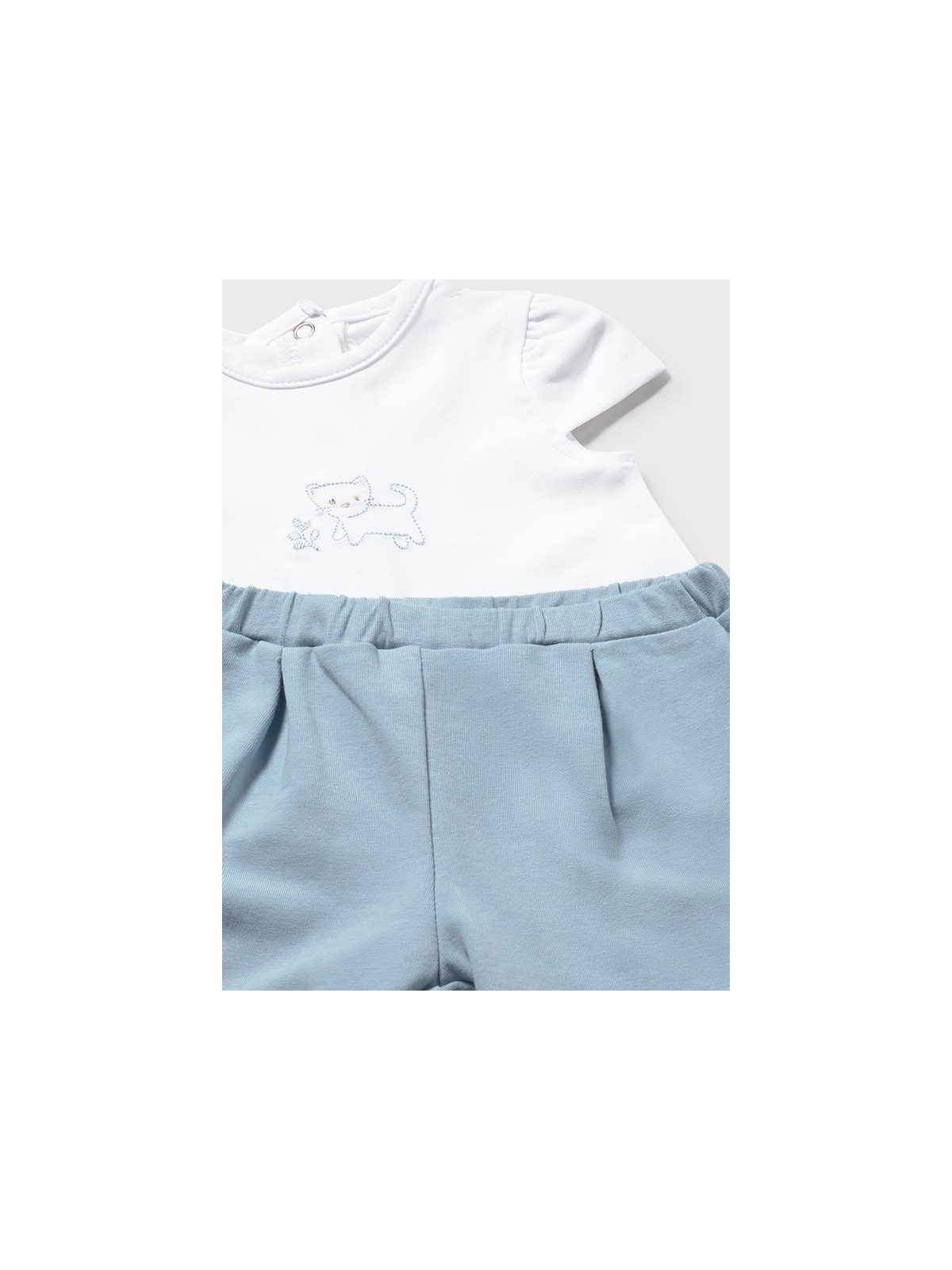 MAYORAL NEWBORN KOMPLET BLUZA ROZPINNA Z KOSZULKA SPODNIE BŁĘKIT 1825/64