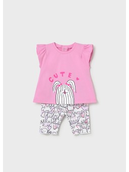 MAYORAL NEWBORN KOMPLET KOSZULKA NA KRÓTKI RĘKAW PLUS LEGINSY W PIESKI 1734/73