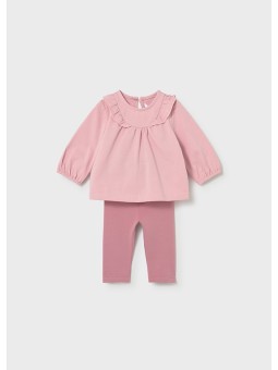 MAYORAL NEWBORN KOMPLET BLUZKA NA DŁUGI RĘKAW PLUS LEGINSY RÓŻOWY 1741/60