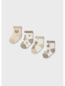 MAYORAL NEWBORN SKARPETKI BEŻOWO BIAŁO MISIE 9049/36