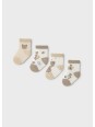 MAYORAL NEWBORN SKARPETKI BEŻOWO BIAŁO MISIE 9049/36