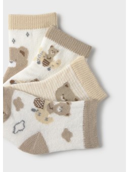 MAYORAL NEWBORN SKARPETKI BEŻOWO BIAŁO MISIE 9049/36