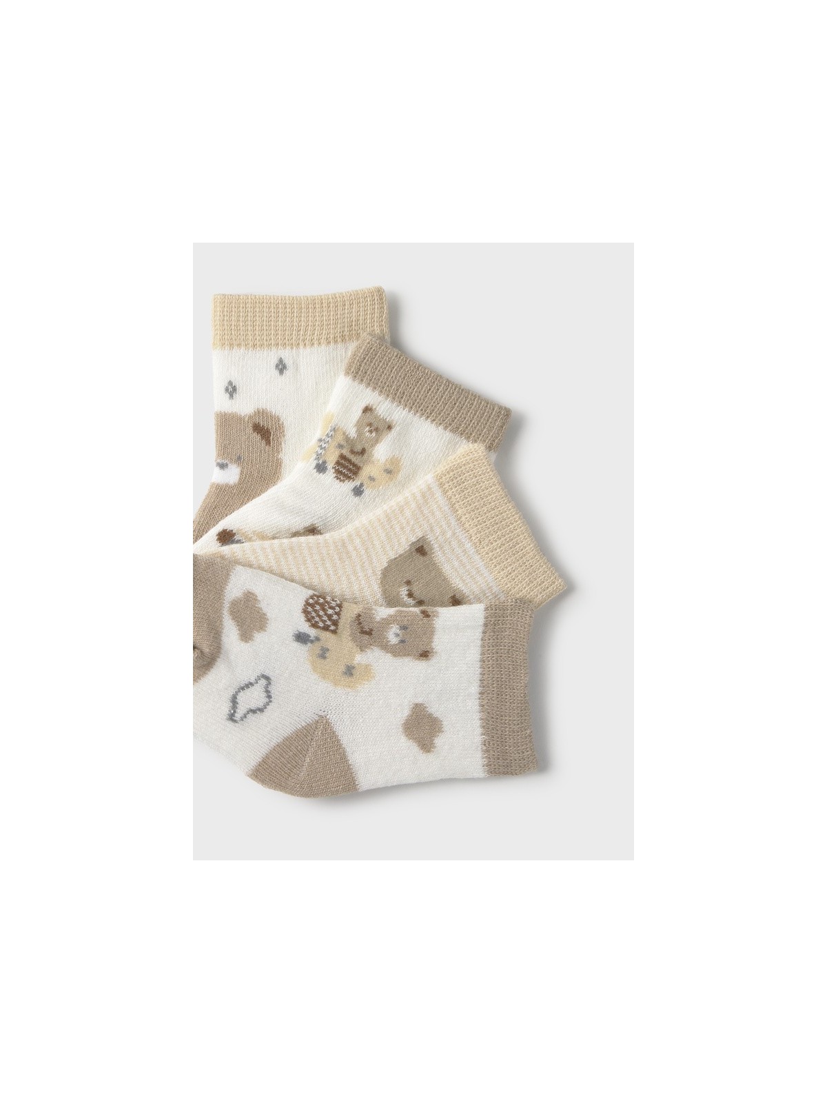 MAYORAL NEWBORN SKARPETKI BEŻOWO BIAŁO MISIE 9049/36
