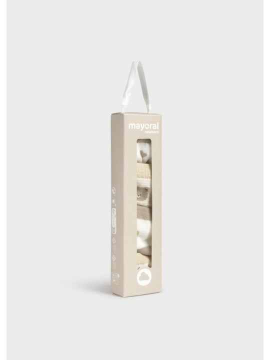 MAYORAL NEWBORN SKARPETKI BEŻOWO BIAŁO MISIE 9049/36