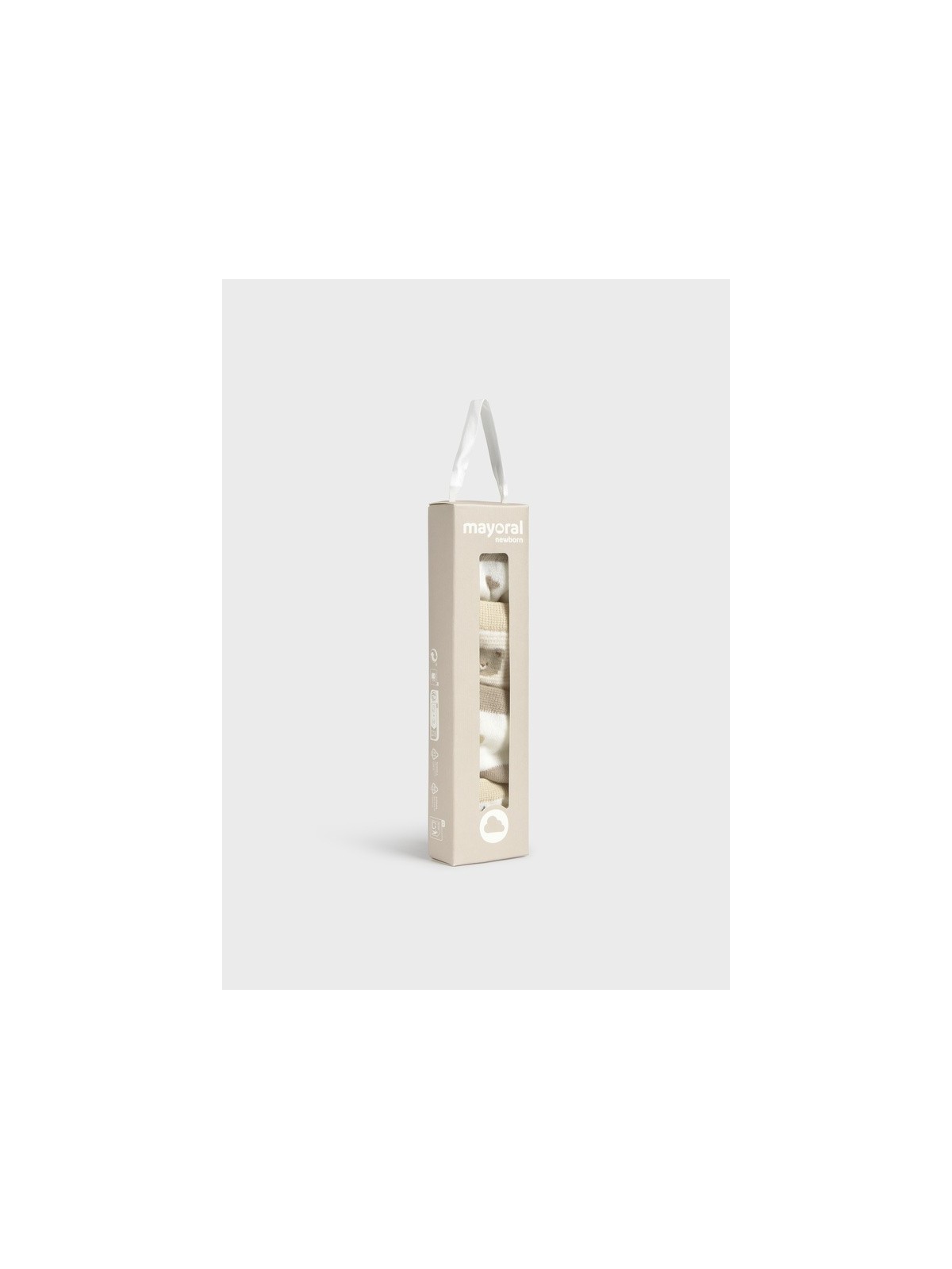 MAYORAL NEWBORN SKARPETKI BEŻOWO BIAŁO MISIE 9049/36