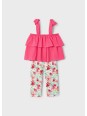 MAYORAL KOMPLET DLA DZIEWCZYNKI LEGINSY W KWIATY BLUZKA NA RAMIĄCZKACH Z FALBANKAMI 3710/69