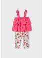 MAYORAL KOMPLET DLA DZIEWCZYNKI LEGINSY W KWIATY BLUZKA NA RAMIĄCZKACH Z FALBANKAMI 3710/69