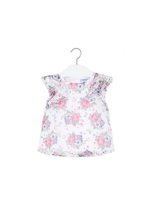 MAYORAL BLUZKA LETNIA DLA DZIEWCZYNKI NA KRÓTKI RĘKAW W KWIATKI 3179/39