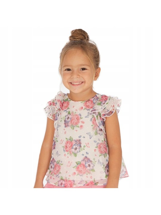 MAYORAL BLUZKA LETNIA DLA DZIEWCZYNKI NA KRÓTKI RĘKAW W KWIATKI 3179/39
