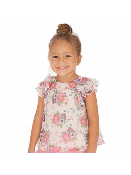 MAYORAL BLUZKA LETNIA DLA DZIEWCZYNKI NA KRÓTKI RĘKAW W KWIATKI 3179/39