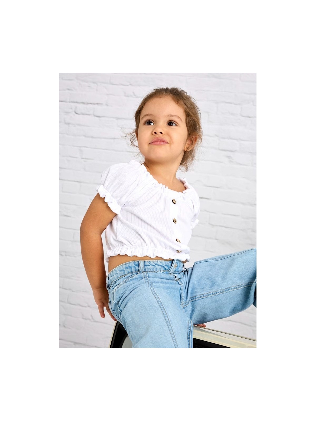MAYORAL BLUZKA NA KRÓTKI RĘKAW DLA DZIEWCZYNKI BIAŁA  3008