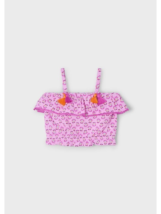 MAYORAL BLUZKA TOP LETNI DLA DZIEWCZYNKI W KWIATKI RÓŻOWY 3186/65