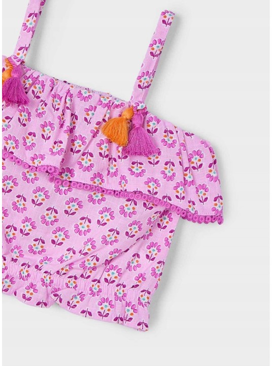 MAYORAL BLUZKA TOP LETNI DLA DZIEWCZYNKI W KWIATKI RÓŻOWY 3186/65