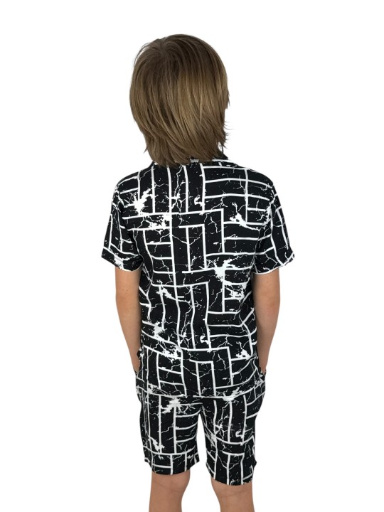 GIOVANNI PERA KOMPLET LETNI DLA CHŁOPCA CZARNO BIAŁY GP/25