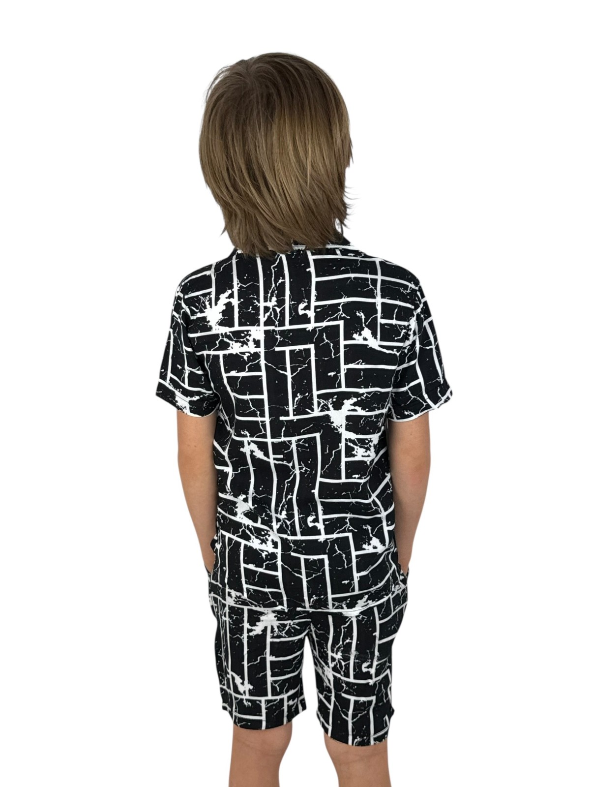 GIOVANNI PERA KOMPLET LETNI DLA CHŁOPCA CZARNO BIAŁY GP/25