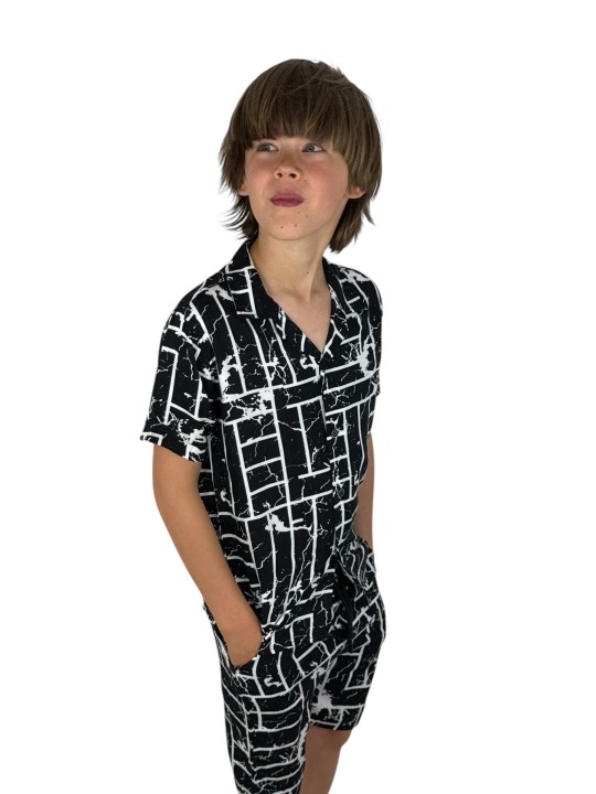 GIOVANNI PERA KOMPLET LETNI DLA CHŁOPCA CZARNO BIAŁY GP/25