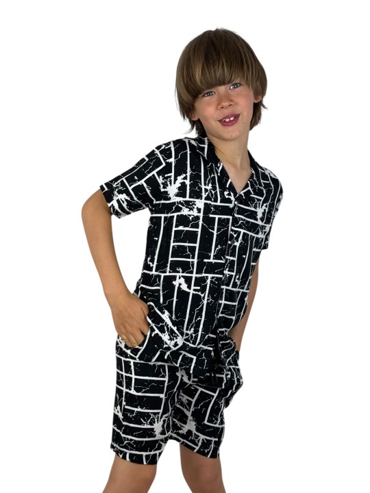 GIOVANNI PERA KOMPLET LETNI DLA CHŁOPCA CZARNO BIAŁY GP/25