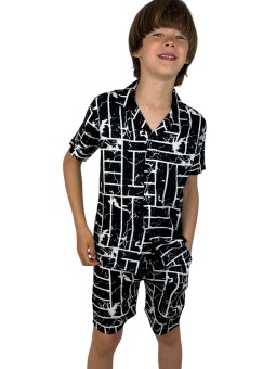 GIOVANNI PERA KOMPLET LETNI DLA CHŁOPCA CZARNO BIAŁY GP/25