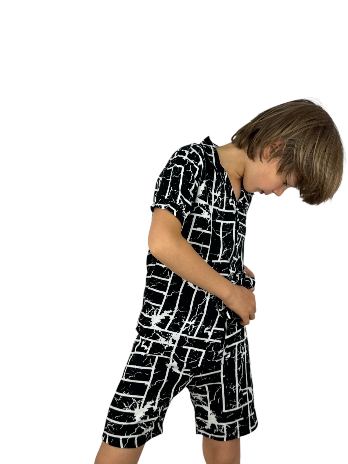 GIOVANNI PERA KOMPLET LETNI DLA CHŁOPCA CZARNO BIAŁY GP/25