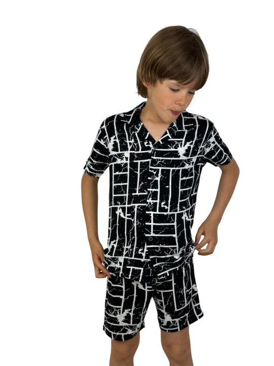 GIOVANNI PERA KOMPLET LETNI DLA CHŁOPCA CZARNO BIAŁY GP/25