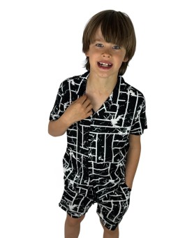 GIOVANNI PERA KOMPLET LETNI DLA CHŁOPCA CZARNO BIAŁY GP/25