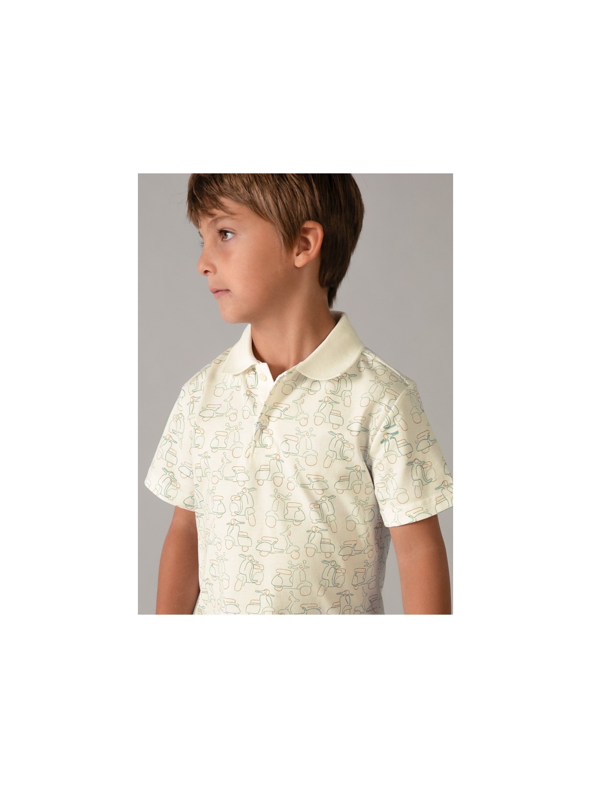 MAYORAL T-SHIRT KOSZULKA POLO DLA CHŁOPCA NA KRÓTKI RĘKAW W MOTORY 3104/85