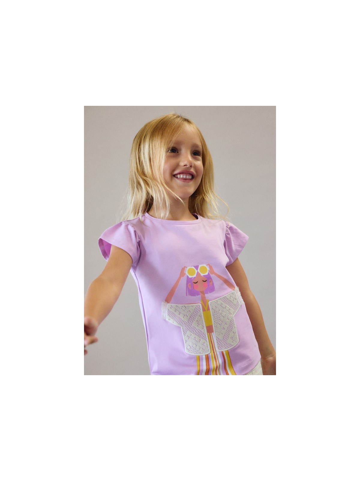 MAYORAL BLUZKA T-SHIRT KOSZULKA NA KRÓTKI RĘKAW DLA DZIEWCZYNKI FIOLET 3007/81