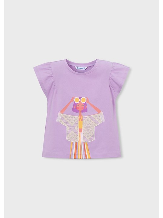 MAYORAL BLUZKA T-SHIRT KOSZULKA NA KRÓTKI RĘKAW DLA DZIEWCZYNKI FIOLET 3007/81
