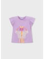 MAYORAL BLUZKA T-SHIRT KOSZULKA NA KRÓTKI RĘKAW DLA DZIEWCZYNKI FIOLET 3007/81