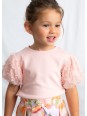 MAYORAL BLUZKA T-SHIRT KOSZULKA NA KRÓTKI RĘKAW DLA DZIEWCZYNKI TIULOWE RĘKAWY 3001/47