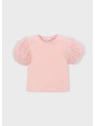 MAYORAL BLUZKA T-SHIRT KOSZULKA NA KRÓTKI RĘKAW DLA DZIEWCZYNKI TIULOWE RĘKAWY 3001/47