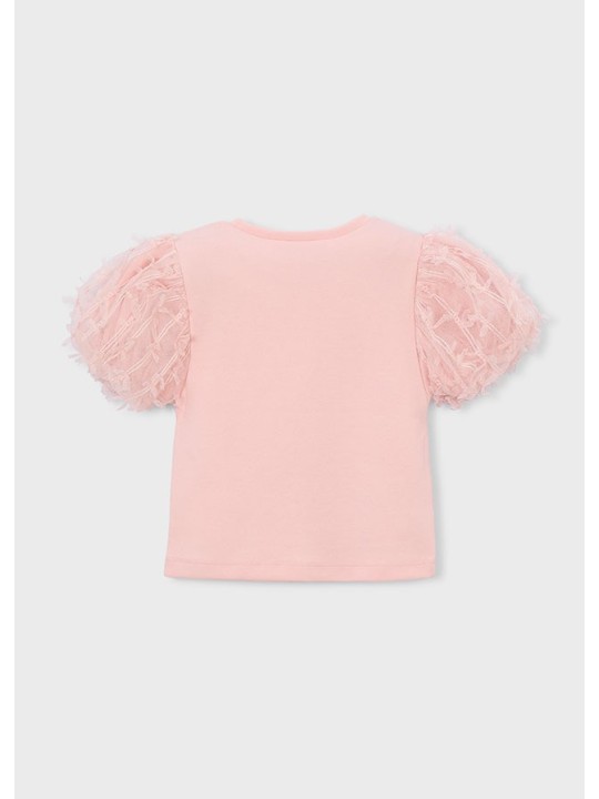 MAYORAL BLUZKA T-SHIRT KOSZULKA NA KRÓTKI RĘKAW DLA DZIEWCZYNKI TIULOWE RĘKAWY 3001/47