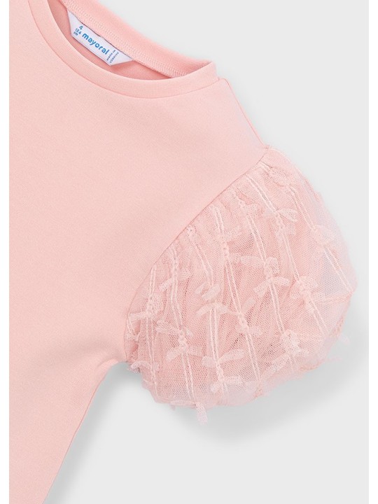 MAYORAL BLUZKA T-SHIRT KOSZULKA NA KRÓTKI RĘKAW DLA DZIEWCZYNKI TIULOWE RĘKAWY 3001/47