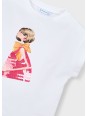 MAYORAL BLUZKA T-SHIRT KOSZULKA NA KRÓTKI RĘKAW DLA DZIEWCZYNKI BIAŁA CEKINY  3005/74