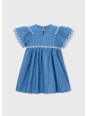 MAYORAL SUKIENKA JEANS DLA DZIEWCZYNKI NA KRÓTKI RĘKAW HAFTOWANE KWIATKI  3927/82