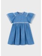 MAYORAL SUKIENKA JEANS DLA DZIEWCZYNKI NA KRÓTKI RĘKAW HAFTOWANE KWIATKI  3927/82
