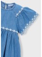 MAYORAL SUKIENKA JEANS DLA DZIEWCZYNKI NA KRÓTKI RĘKAW HAFTOWANE KWIATKI  3927/82