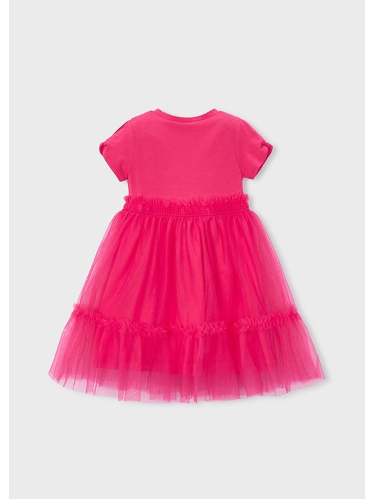 MAYORAL SUKIENKA DLA DZIEWCZYNKI NA KRÓTKI RĘKAW TIULOWA FUKSJA 3915/72