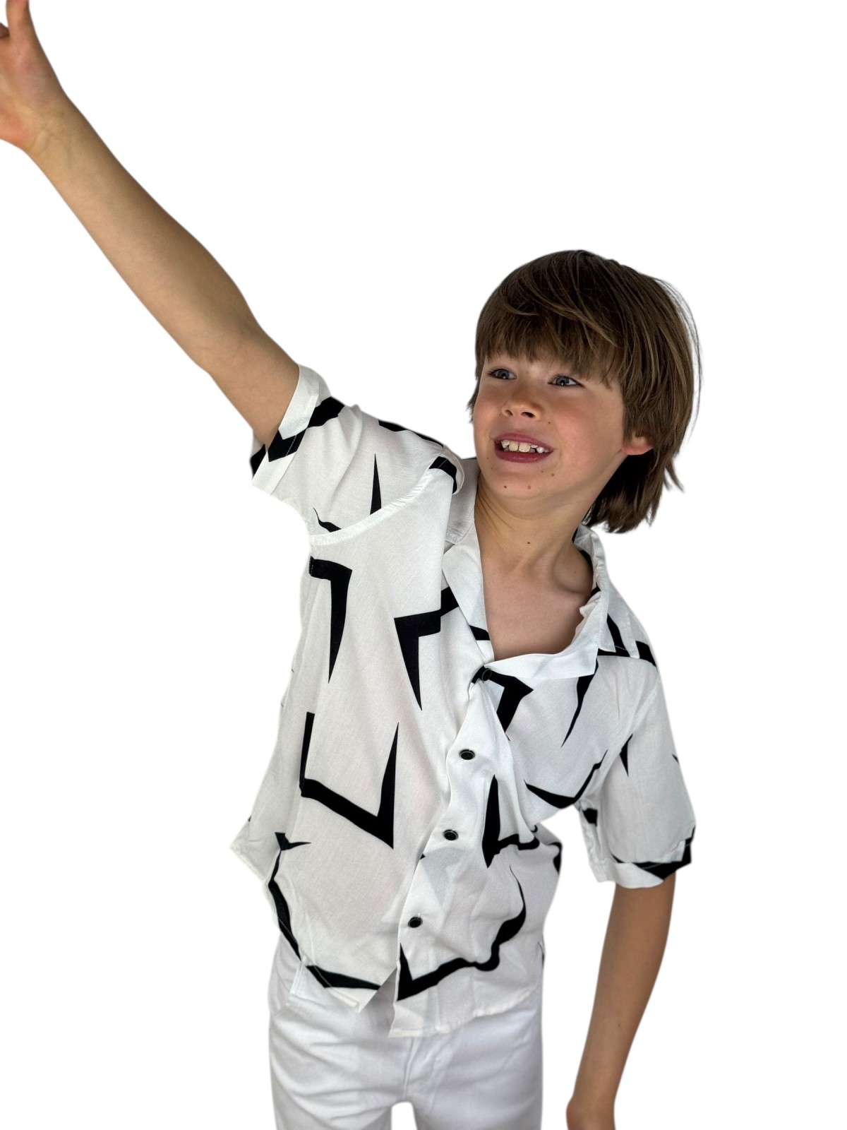 GIOVANNI PERA KOSZULA NA KRÓTKI RĘKAW DLA CHŁOPCA BIAŁO CZARANA GP/30