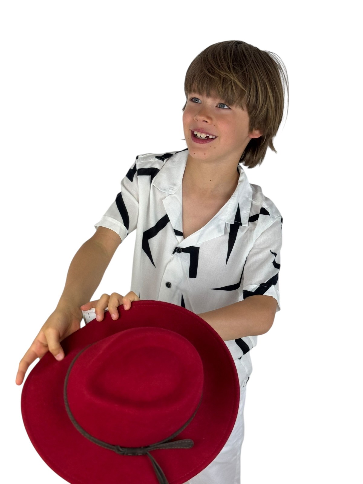 GIOVANNI PERA KOSZULA NA KRÓTKI RĘKAW DLA CHŁOPCA BIAŁO CZARANA GP/30