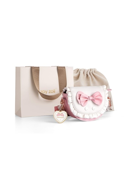 ZOYZOII TOREBKA  LISTONOSZKA DLA DZIEWCZYNKI Z KOKARDKĄ  KREM RÓŻ  KOKARDA1