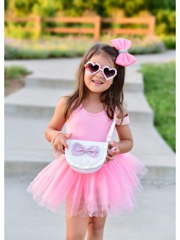 ZOYZOII TOREBKA  LISTONOSZKA DLA DZIEWCZYNKI Z KOKARDKĄ  KREM RÓŻ  KOKARDA1